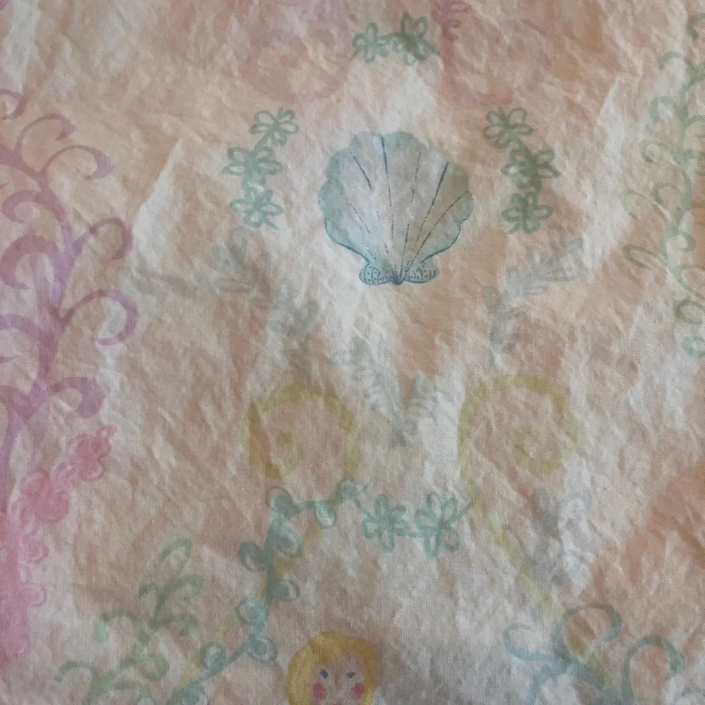 Pottery barn Mermaid Print Bedding twin flat sheet size 💯 cotton